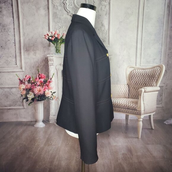 Vintage Laura Madrigano Black Gold Button Blazer Plus Size 14 - Picture 6 of 10